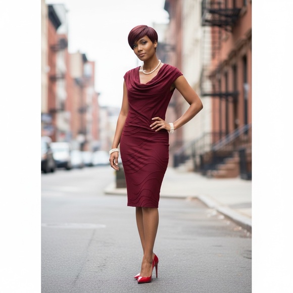 LADYS CONNECTED APPAREL BEAUTIFUL LINED BODY-CON DRESS FITTED WITH STRECH - Picture 1 of 10